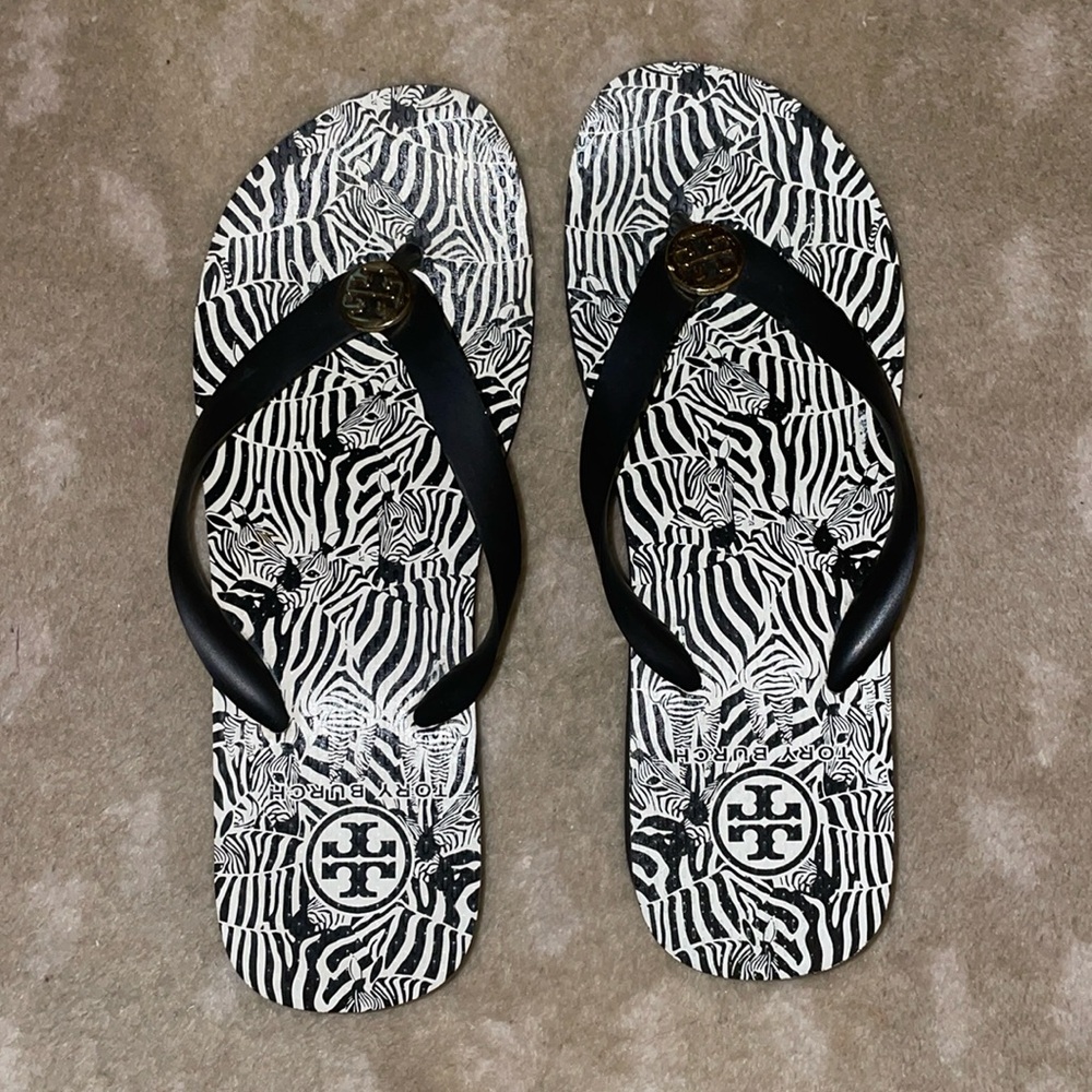 Zebra mini platform flip flop